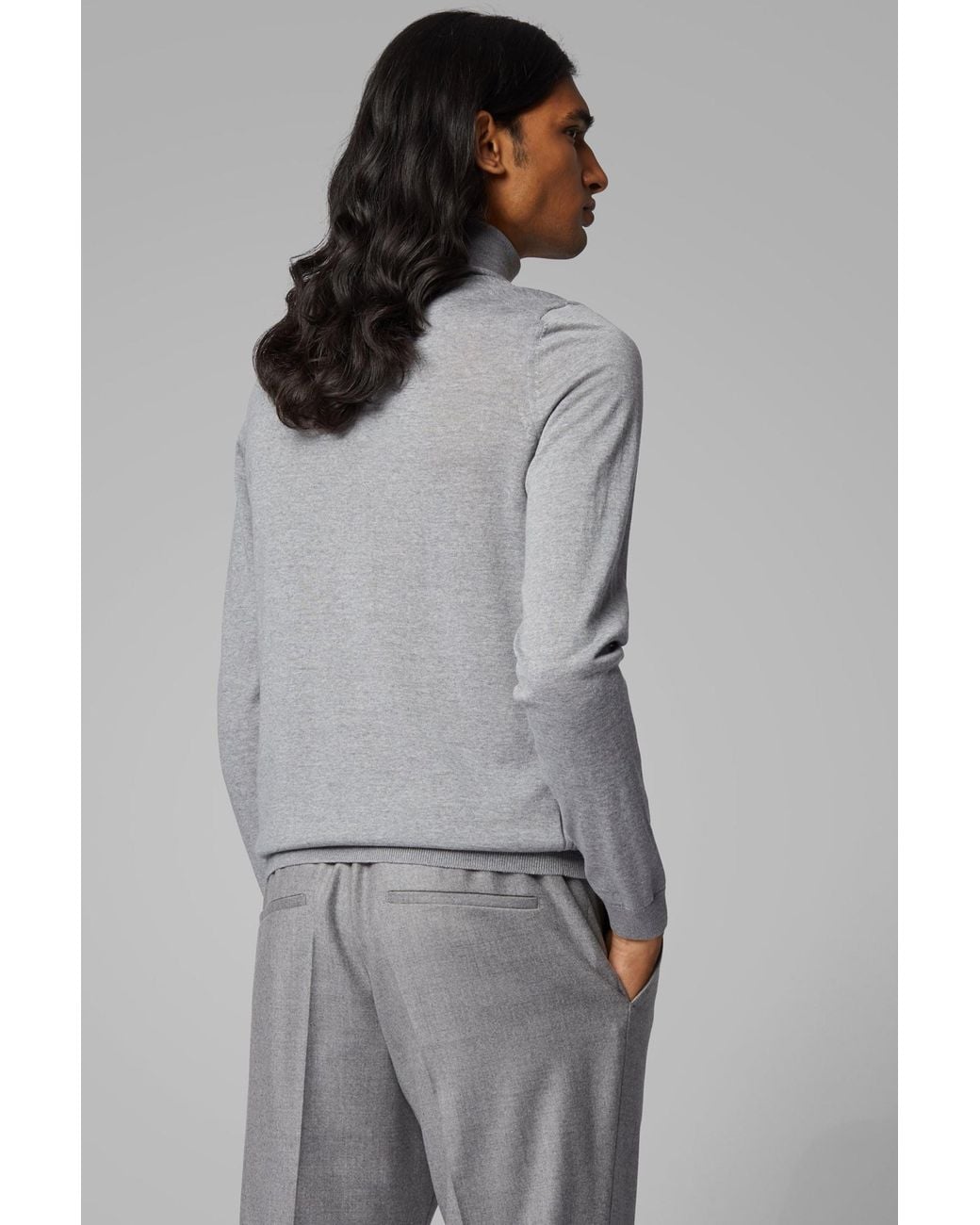 Boss Gray Turtle Neck Jumper for men