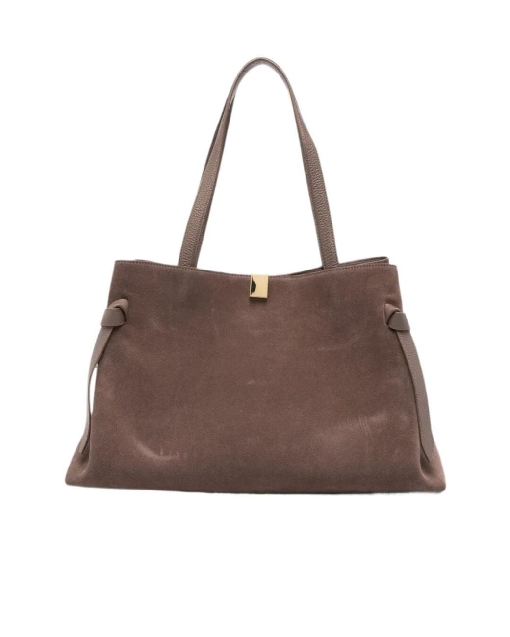 Yuzefi Brown Gyoza Suede Knotted-Strap Tote Bag