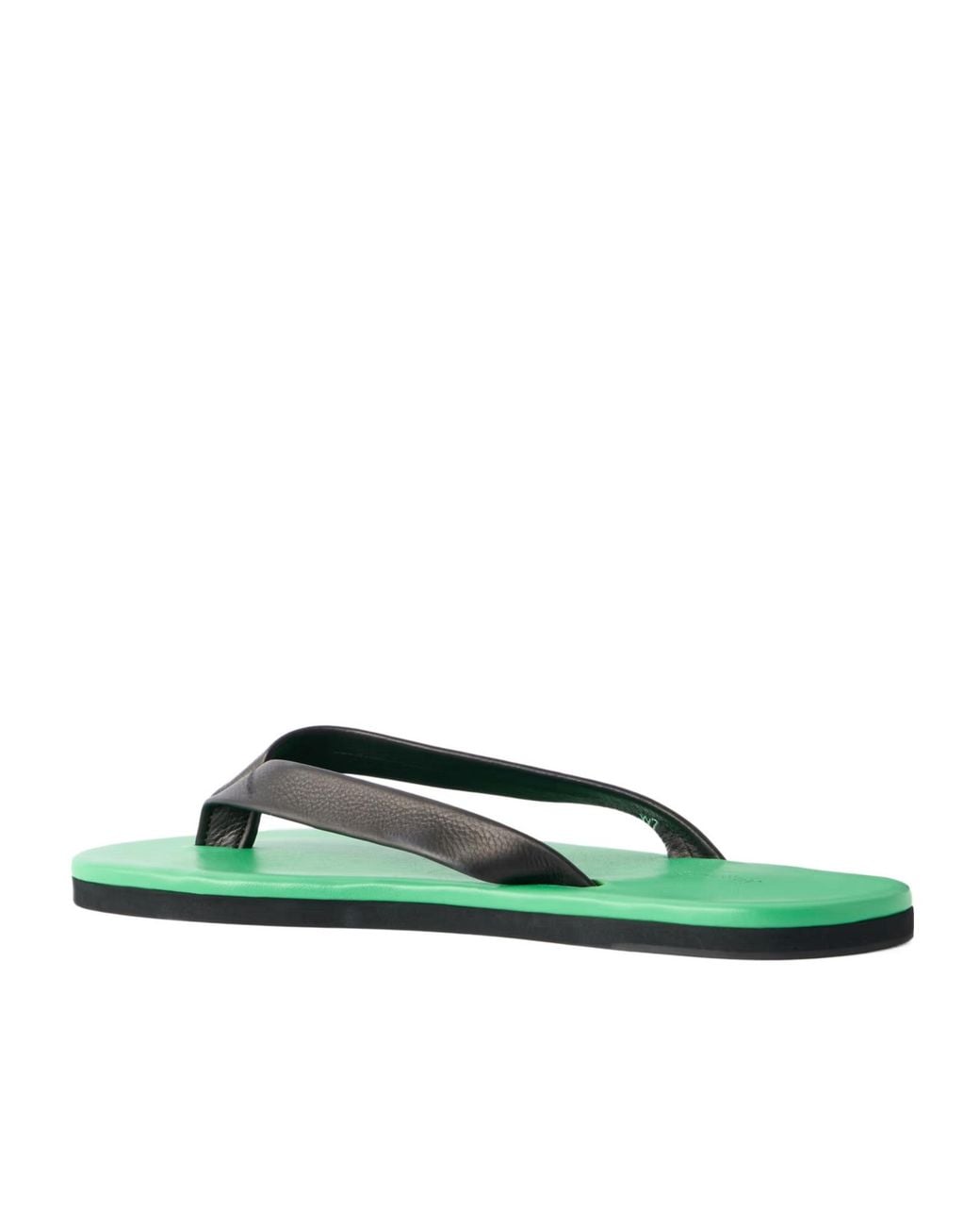 Auralee Green Leather Flip Flops