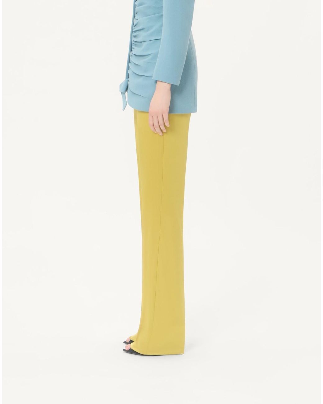 Valentino Yellow Double Duchesse Stretch Straight Leg Pants