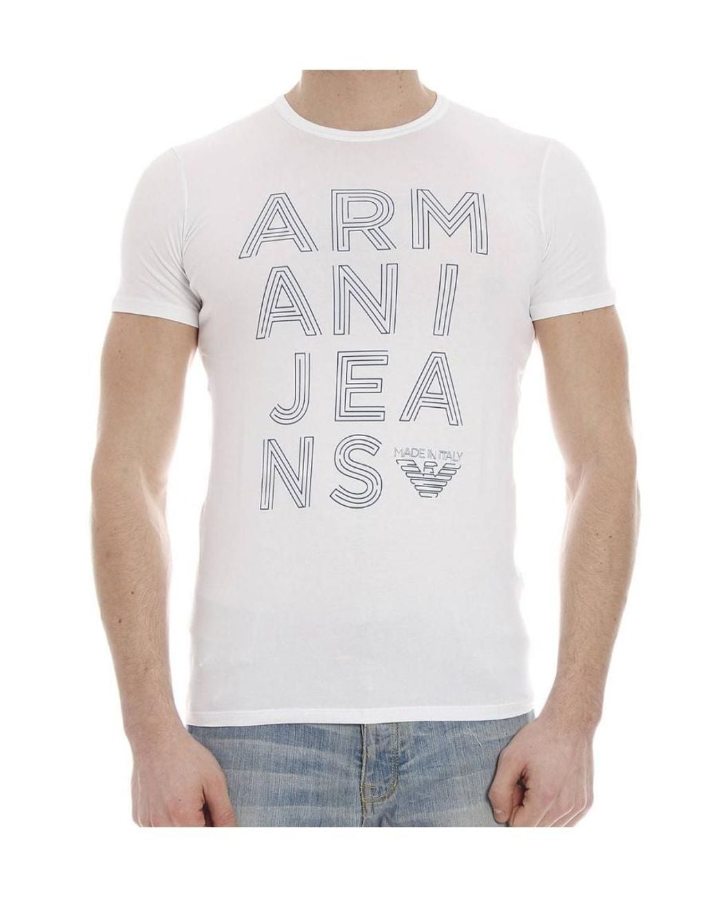 Armani Jeans White Print T-Shirt for men
