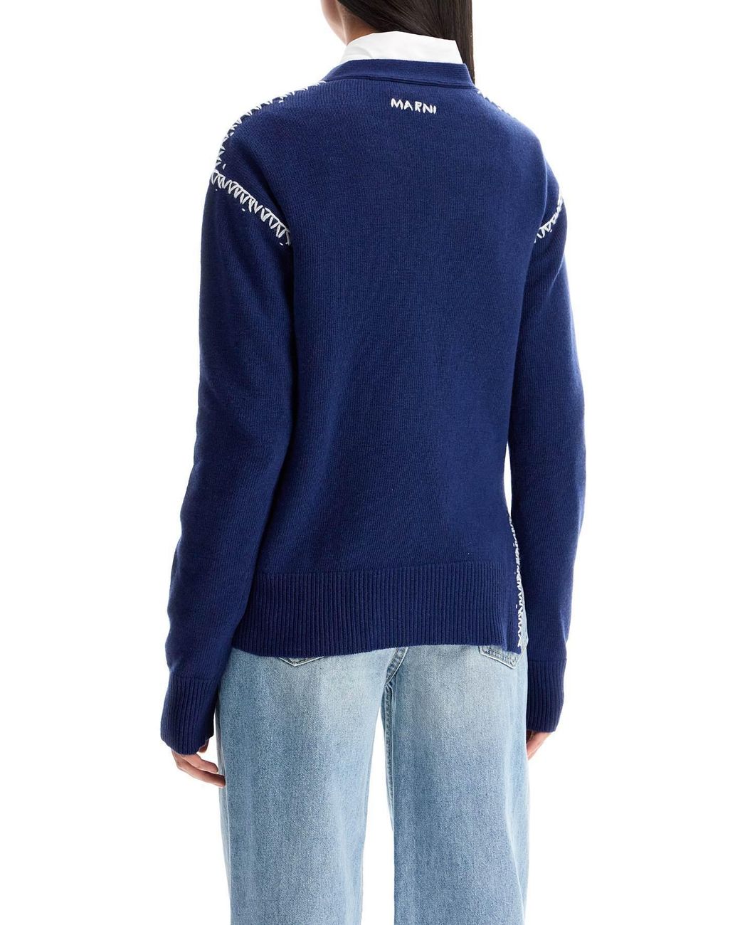 Marni Blue Button-Up Knit Cardigan