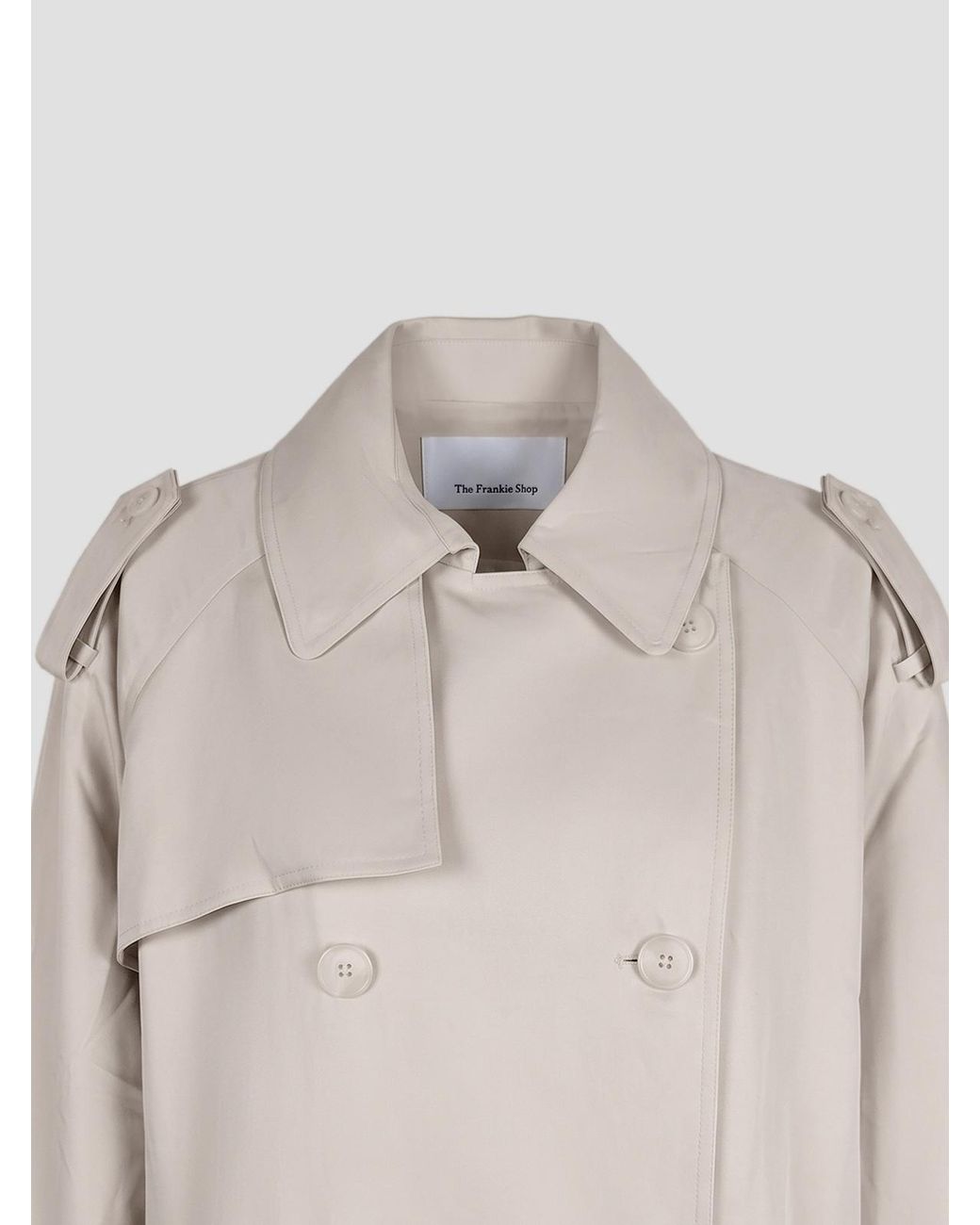 Frankie Shop Gray Double-Breasted Belted Coat