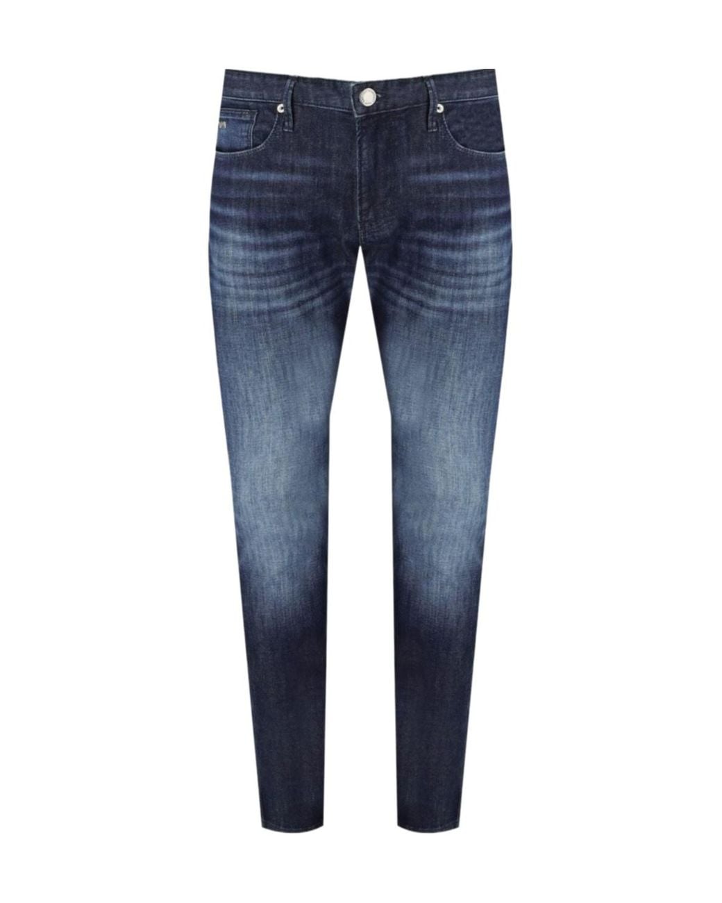 Emporio Armani Blue Logo Plaque Slim-Fit Jeans for men