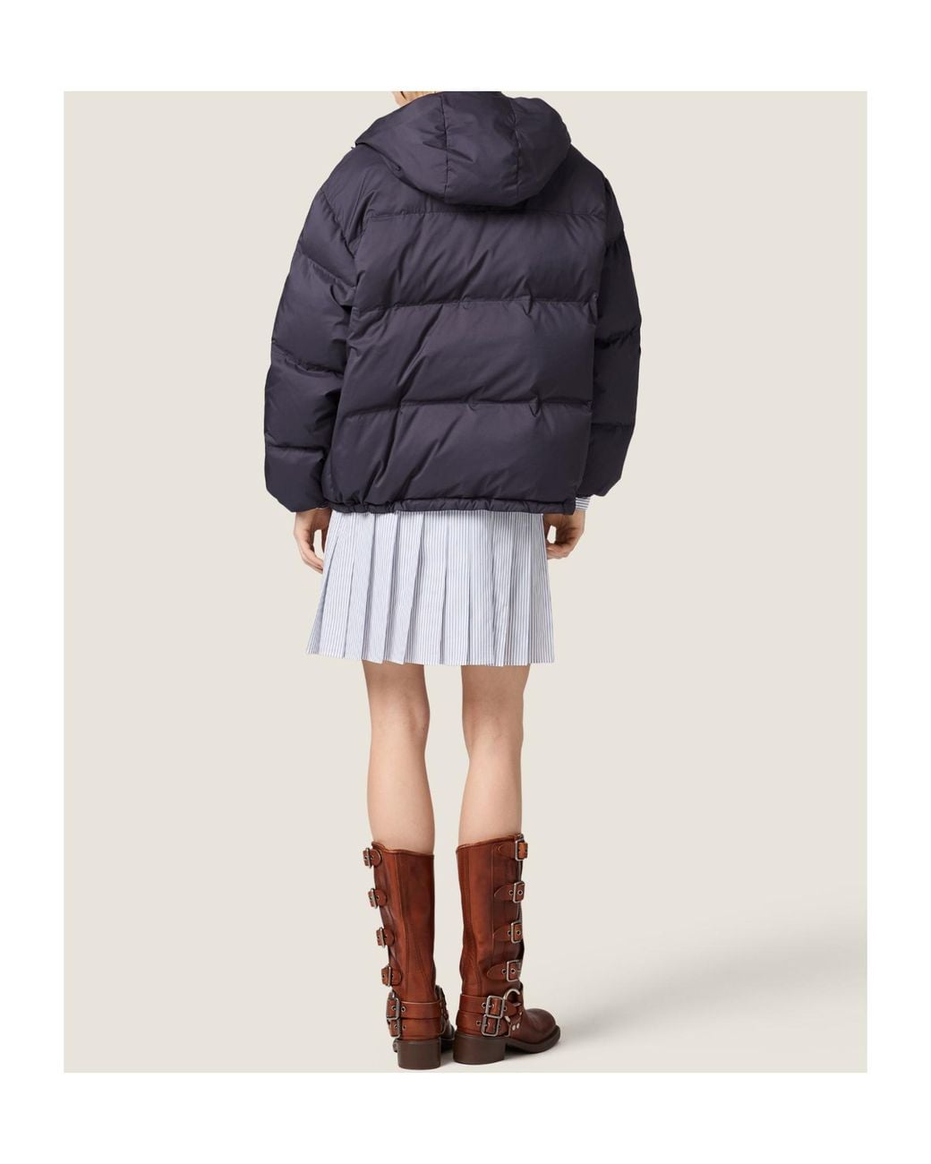 Miu Miu Blue Medium-Weight Technical Pongé Down Jacket