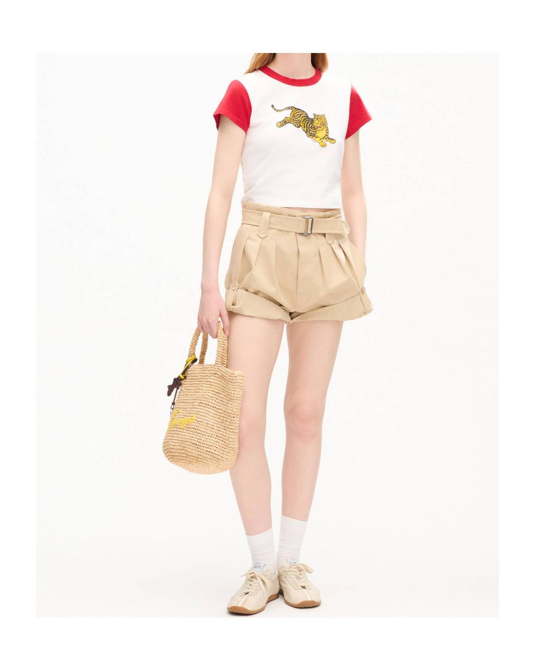 KENZO Red Graphic Print Cropped T-Shirt