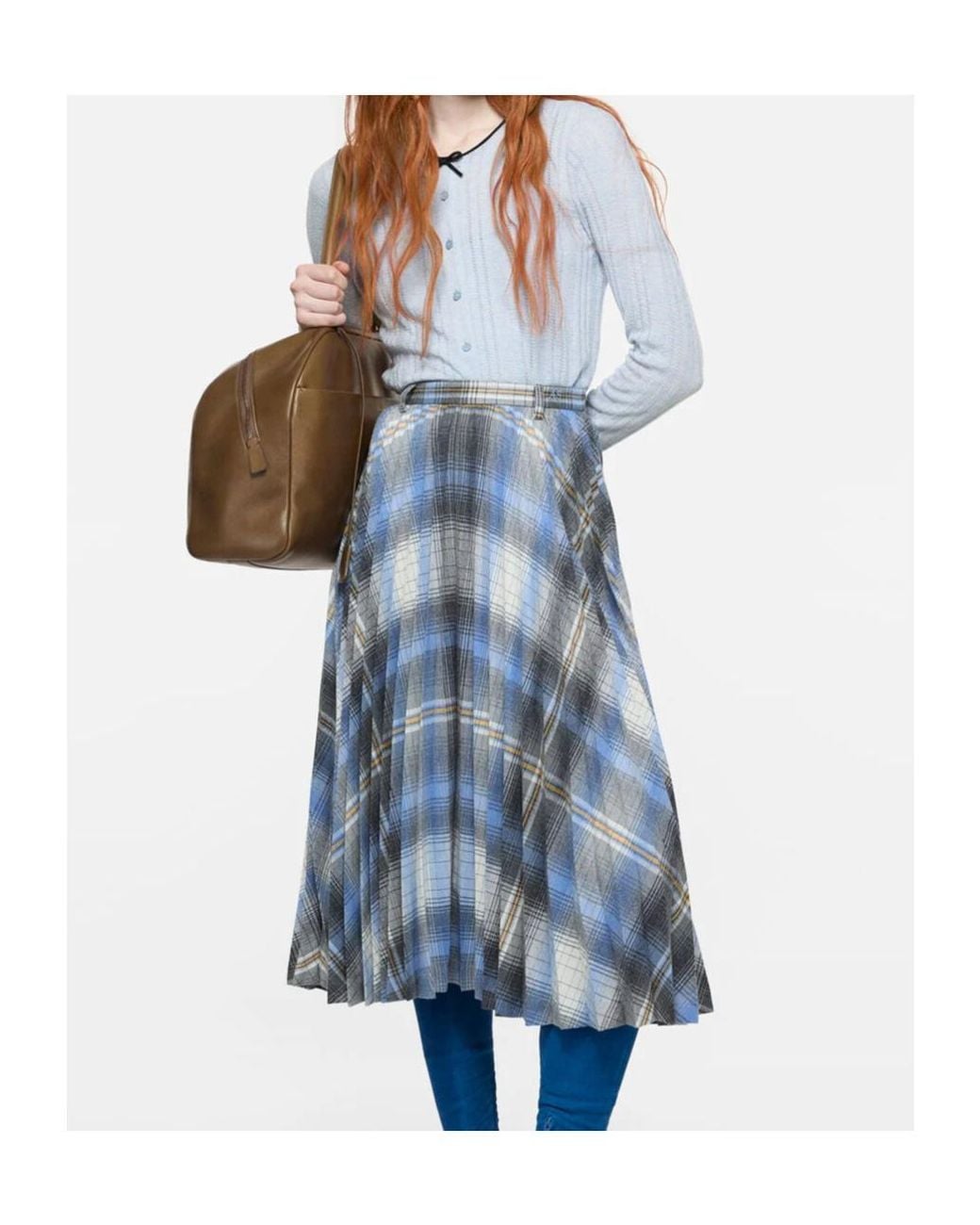 Acne Blue Silk Cardigan With Bow