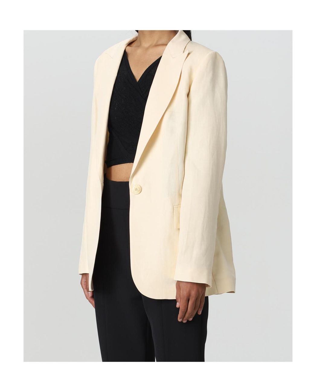 Twinset Natural Single-Breasted Tied-Waist Blazer