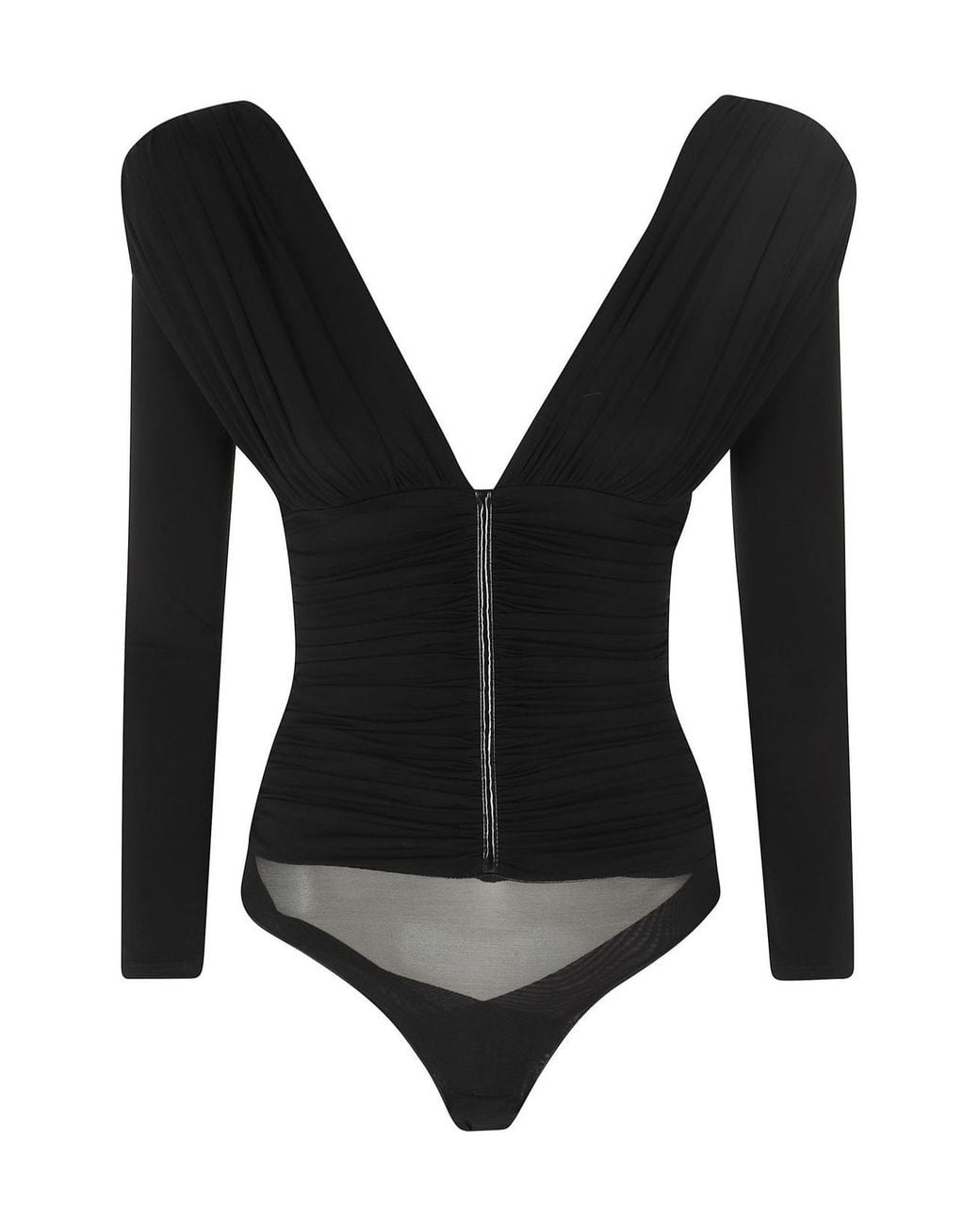 Elisabetta Franchi Black Ruched Zip Bodysuit
