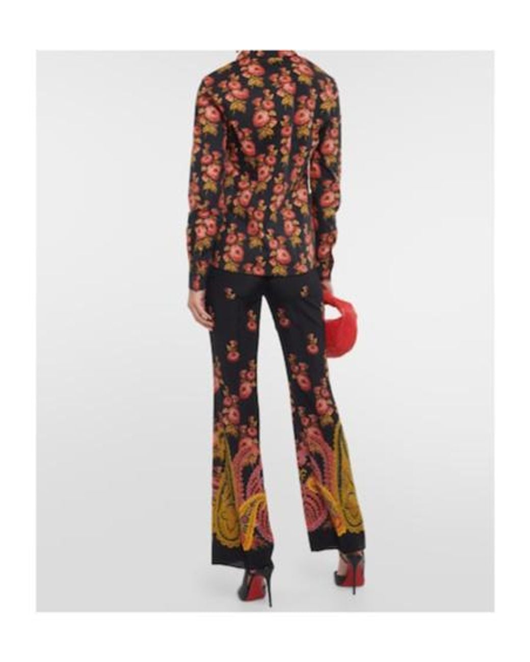 Etro Red Floral Cotton-Blend Shirt
