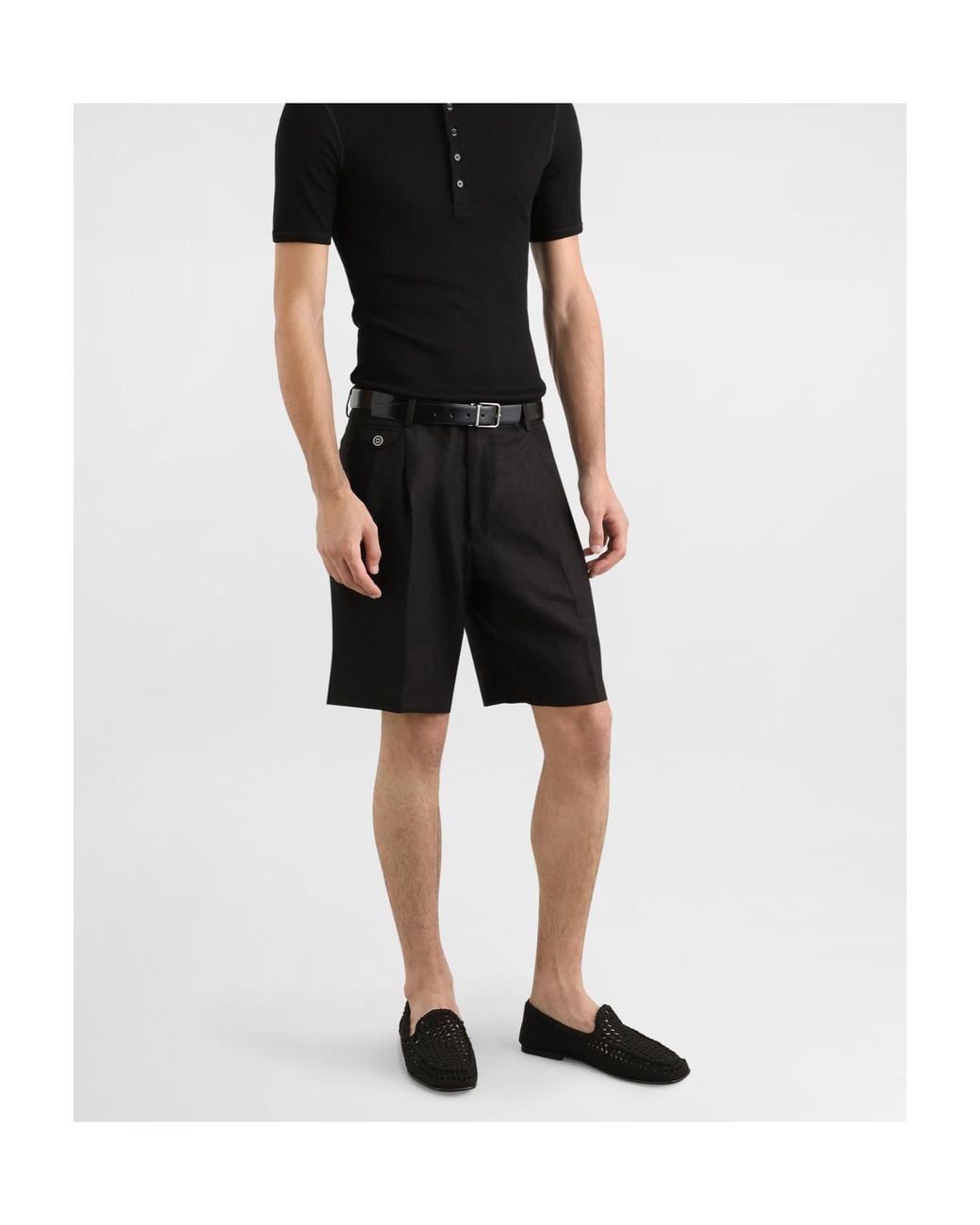 Dolce & Gabbana Black Linen Shorts for men