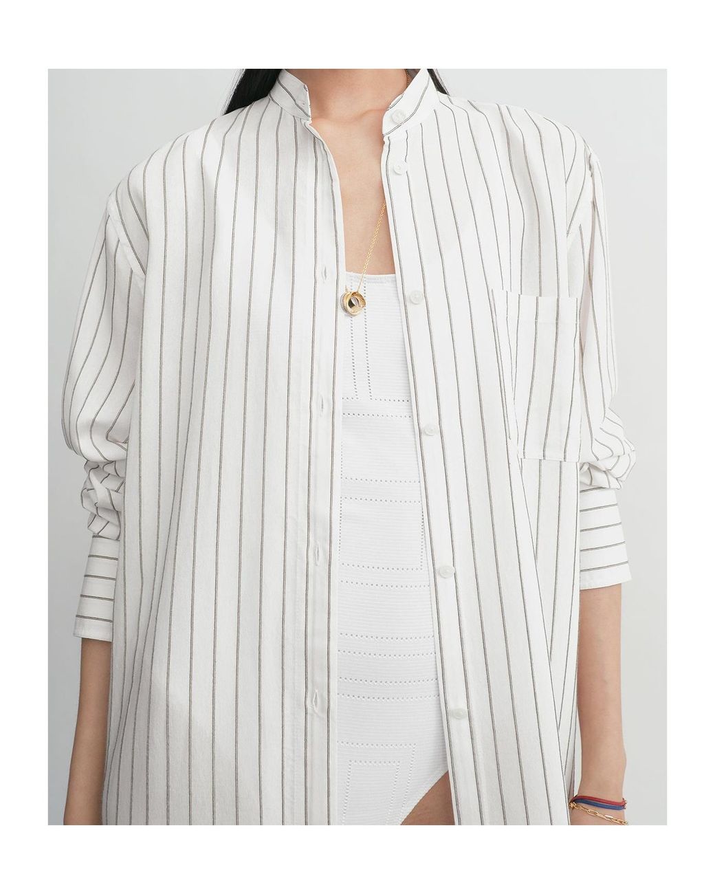 Totême White Totême Long-Sleeved Striped Shirt