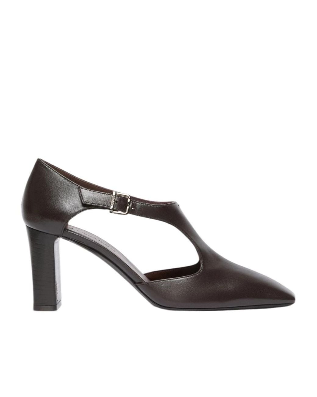 Max Mara Brown Nappa Leather Cut-Out Brogues