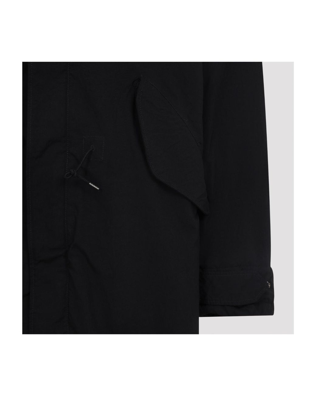 C P Company Black Hooded Long Coat for men