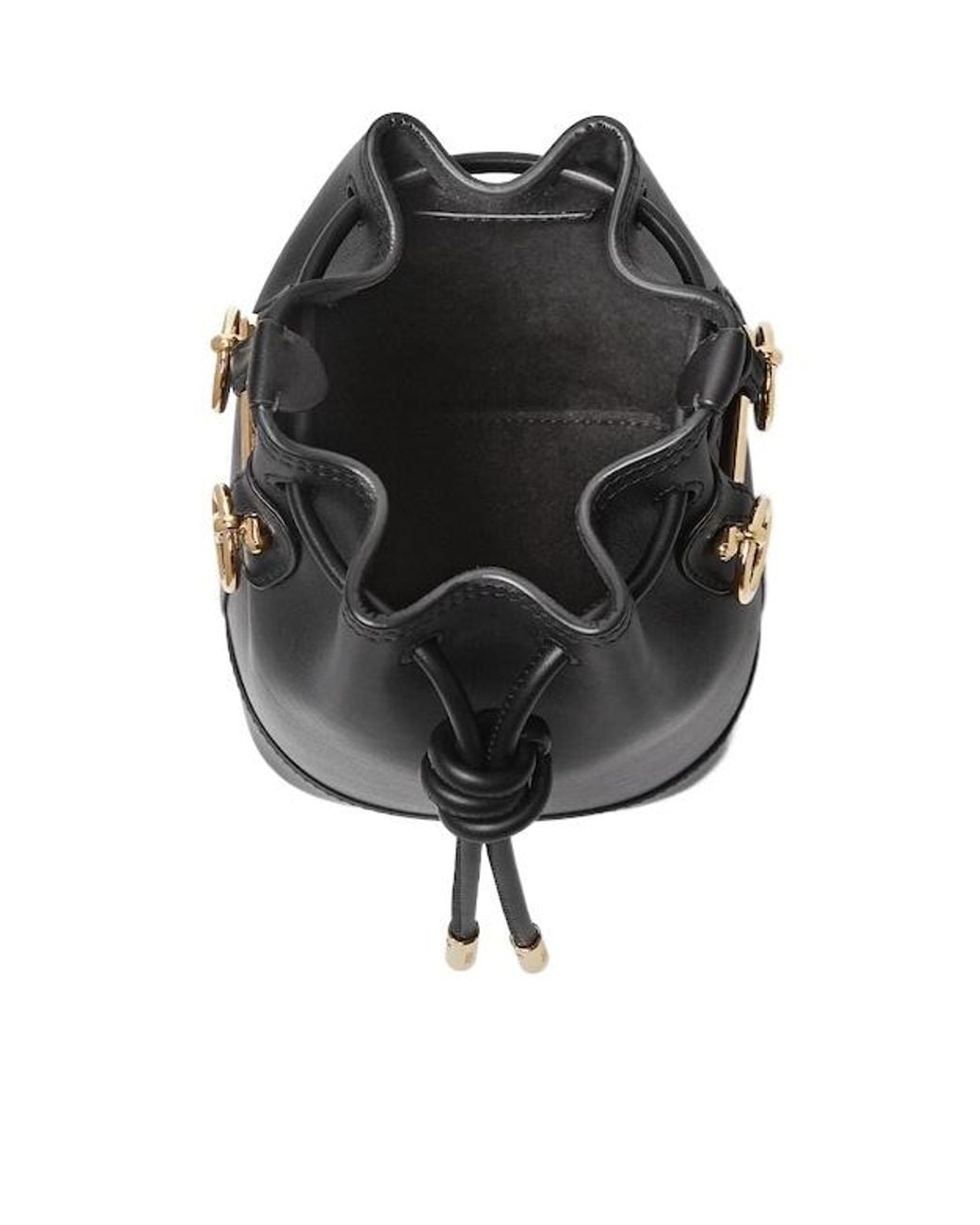 Fendi Black Mon Tresor Drawstring Mini Bucket Bag