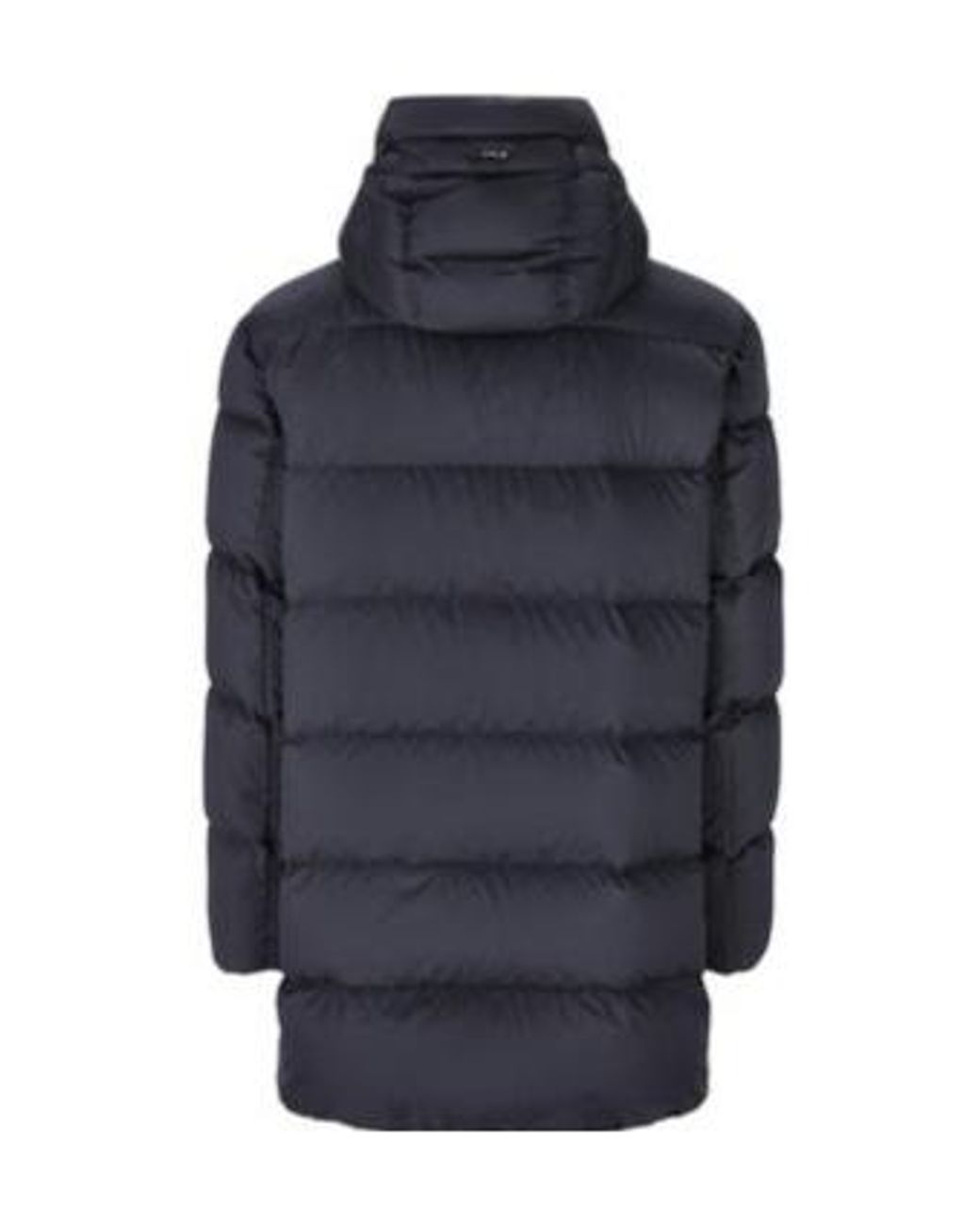 Herno Blue High-Neck Hooded Drawstring Puffer Coat for men