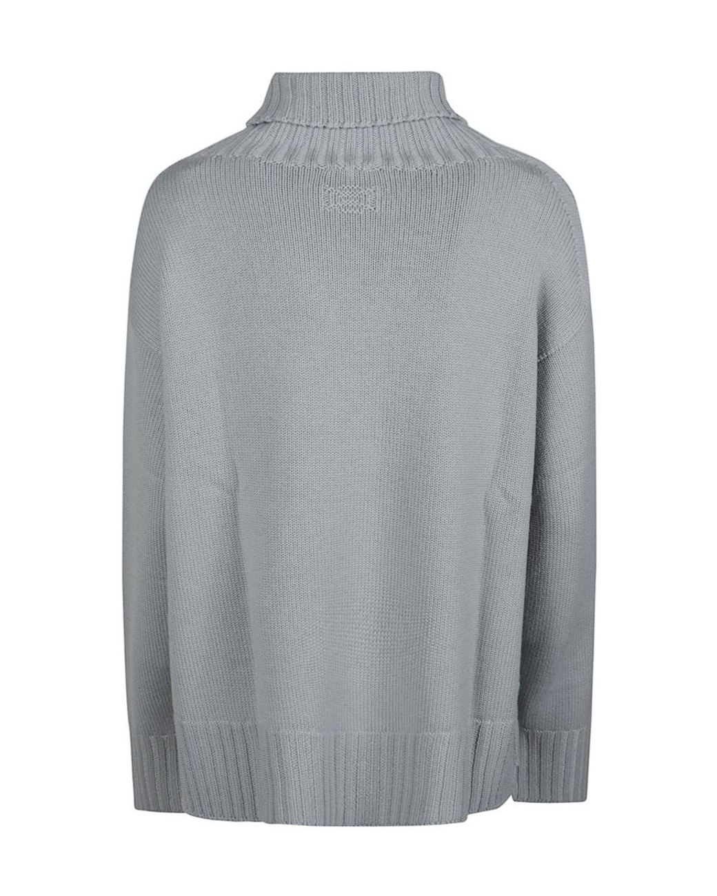 Drumohr Gray Ribbed Turtleneck Knitted Sweater