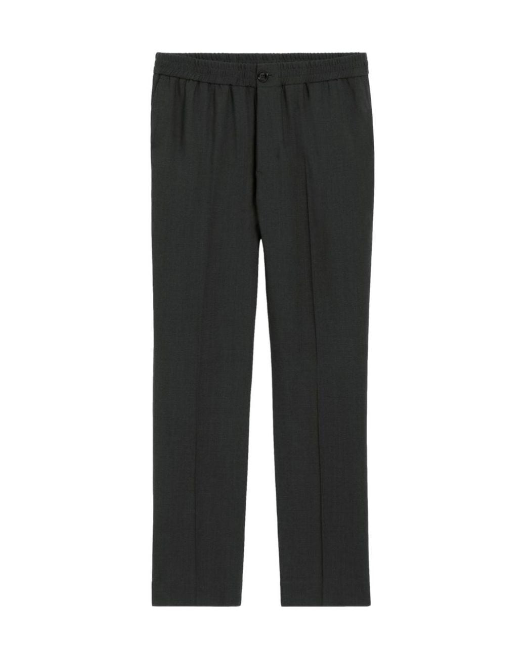 AMI Black Elasticated Waist Straight-Leg Trousers for men