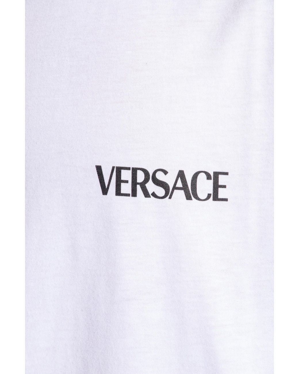 Versace White T-Shirt With Round Neck And Short Sleeves for men