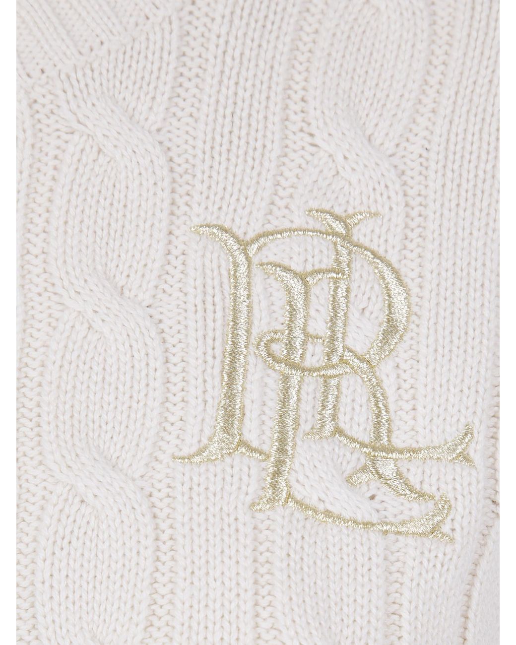 Ralph Lauren White Lauren Logo Embroidered Knitted Jumper