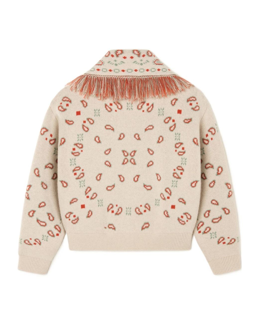 Alanui Natural Bandana Jacquard Cardi-Bomber Style Cardigan