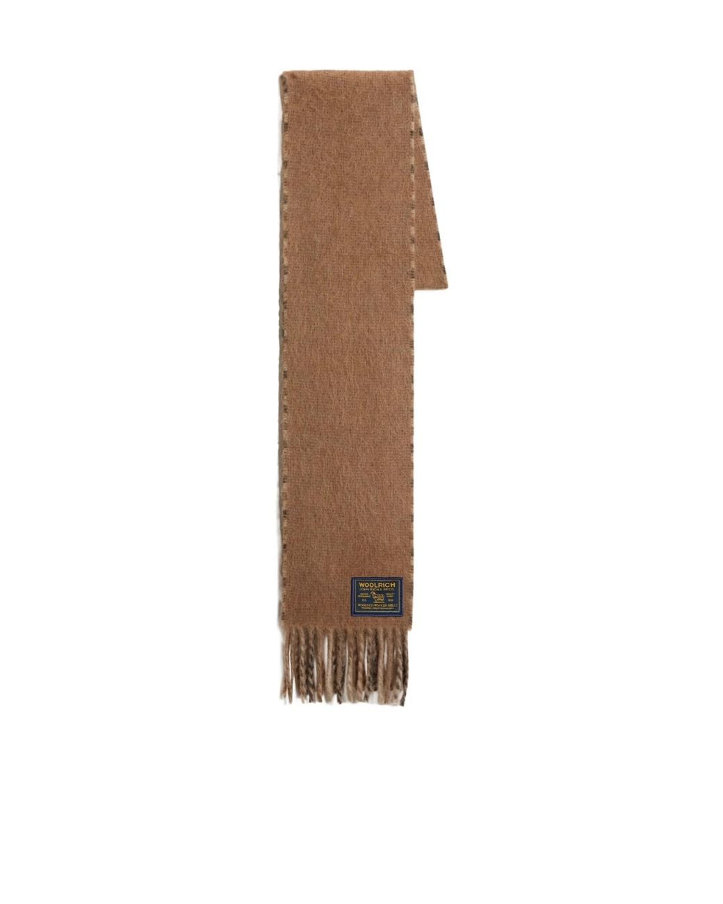 Woolrich Brown Check-Pattern Fringed Scarf