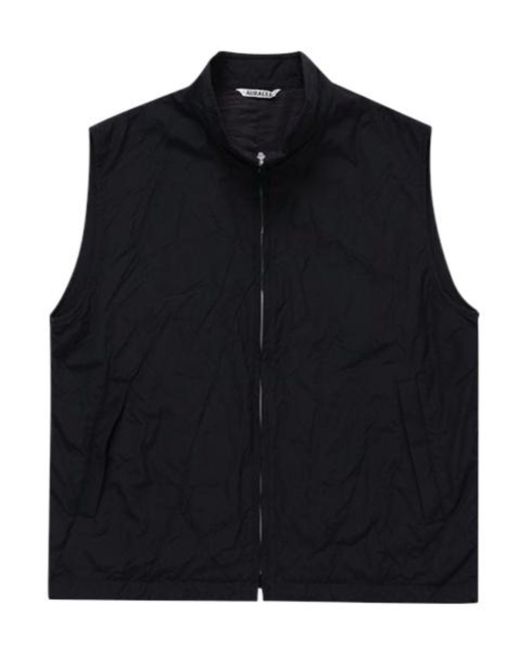 Auralee Black Wool Zipper Vest for men