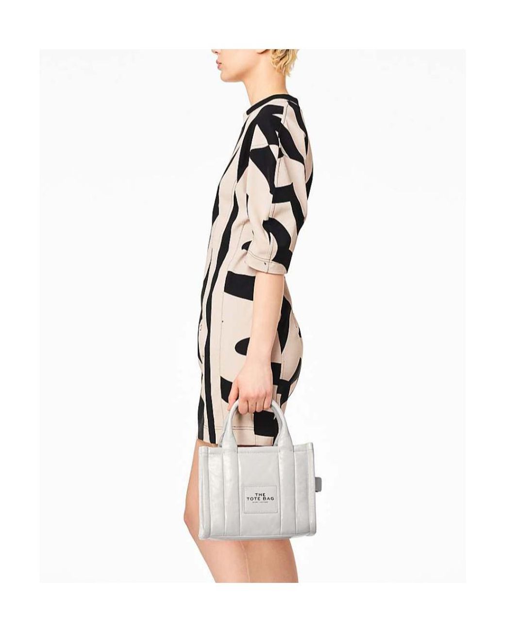 Marc Jacobs Gray Logo Patch Zipped Small Tote Bag