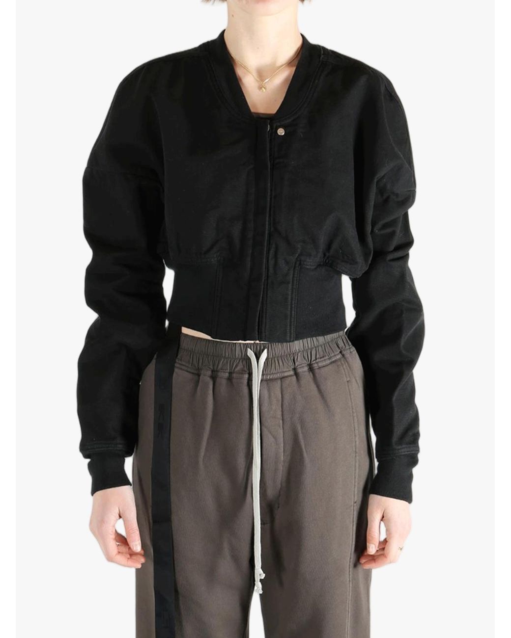 Rick Owens Black Striped Cropped Jacket