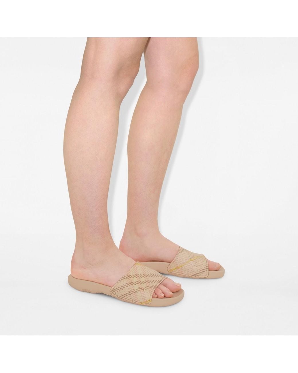 Burberry Natural Dive Check Pattern Slides