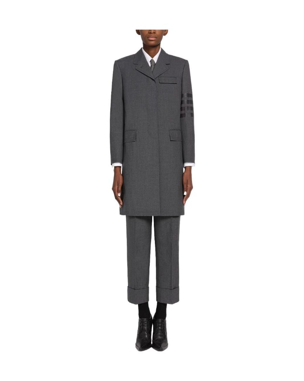 Thom Browne Gray 4-Bar Stripe Wool Coat
