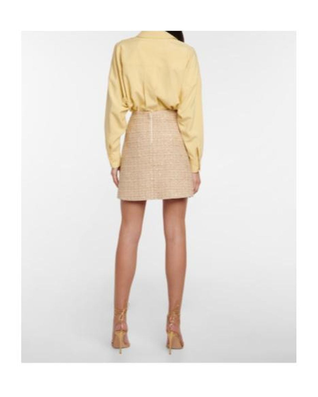 Giambattista Valli Natural Sequined Tweed Miniskirt