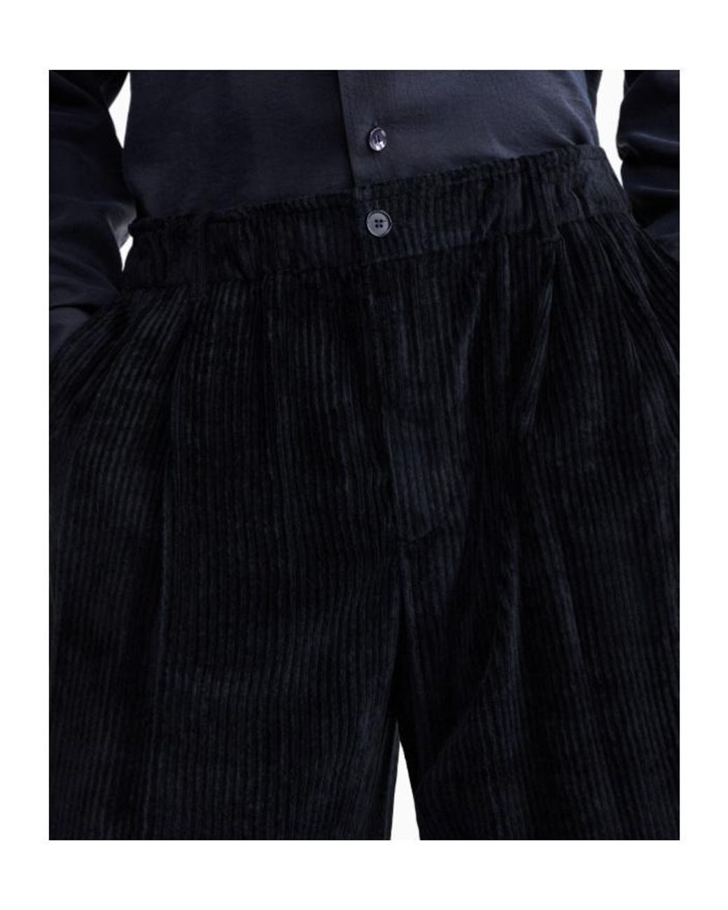 Giorgio Armani Blue Wide-Leg Corduroy Pants for men