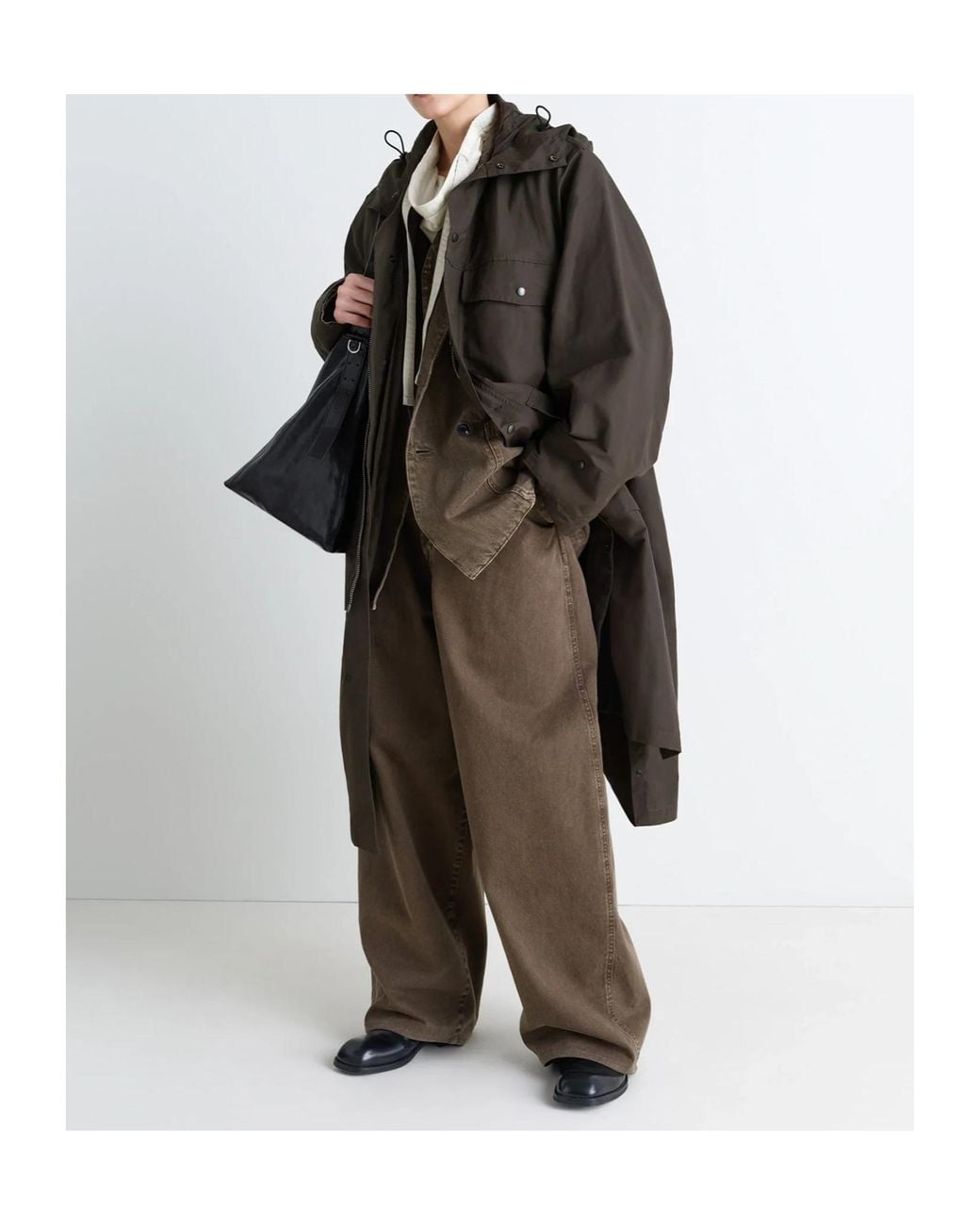 Lemaire Black Pocket-Detail Hooded Raincoat for men