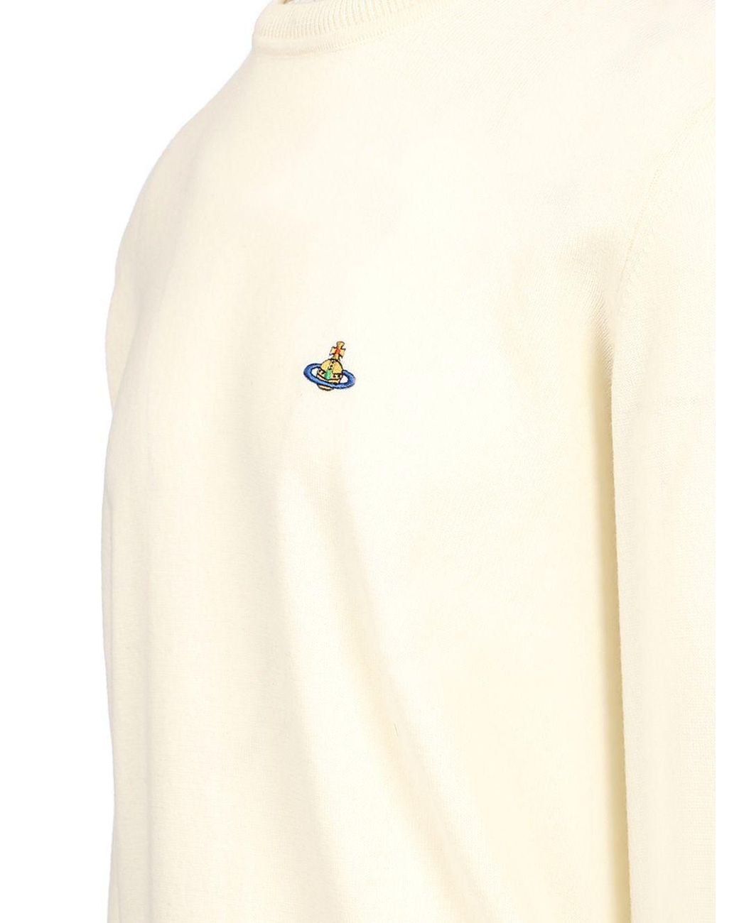 Vivienne Westwood White Orb Embroidered Crewneck Jumper for men