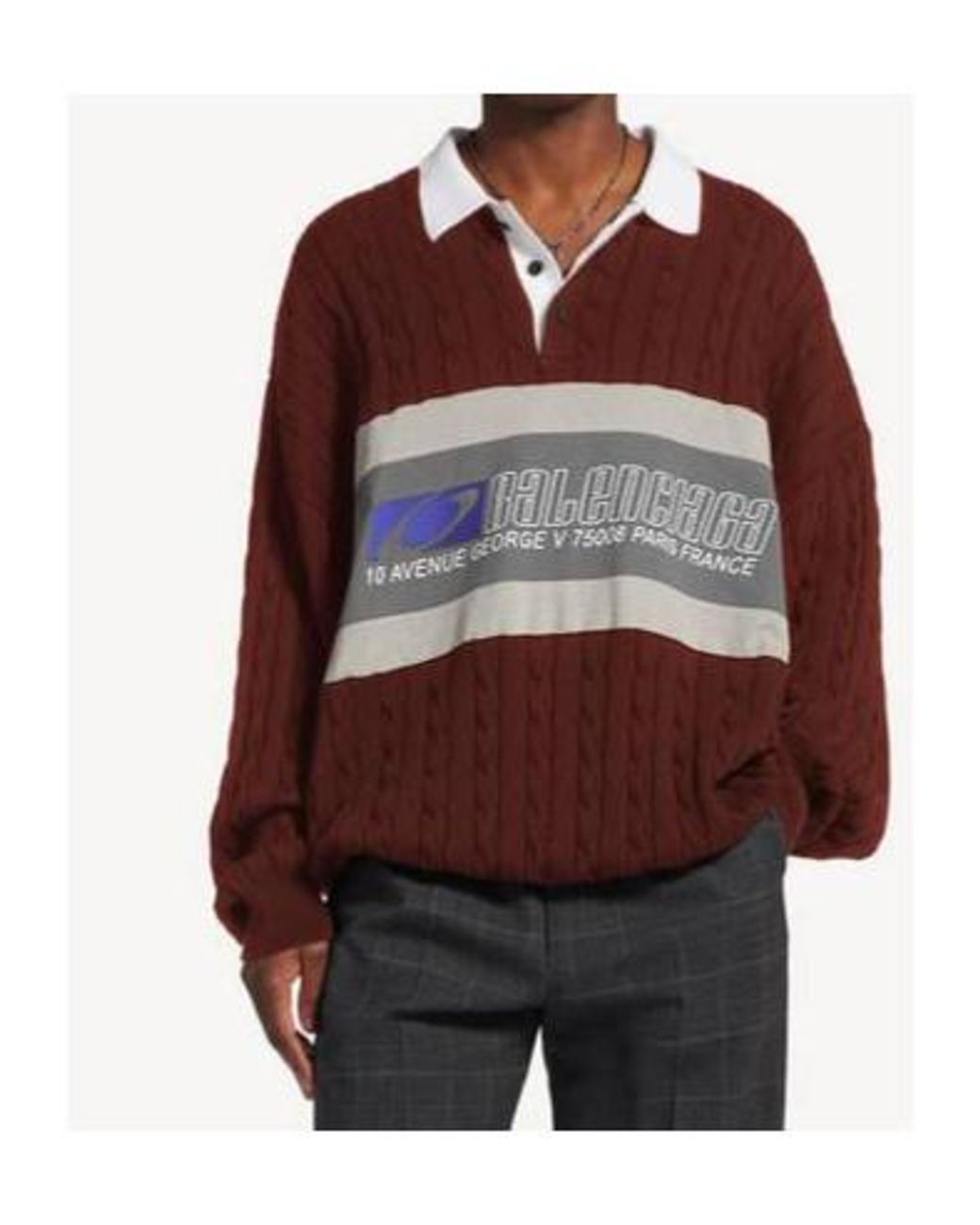 Balenciaga Brown Sporty Block Patched Polo Shirt for men