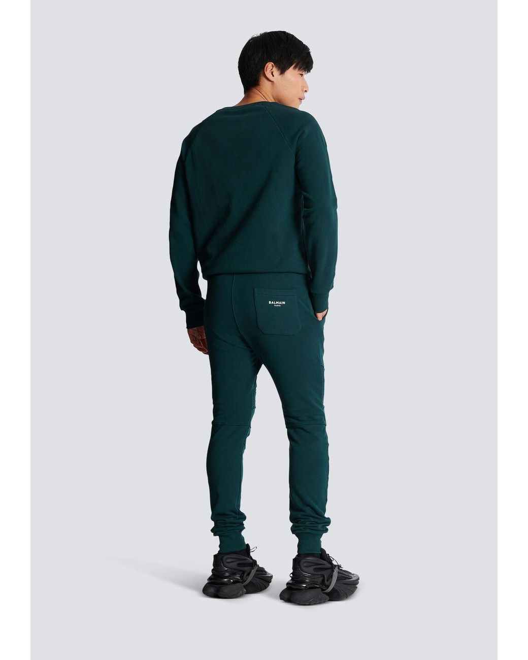 Balmain Green Drawstring Jogging Pants for men