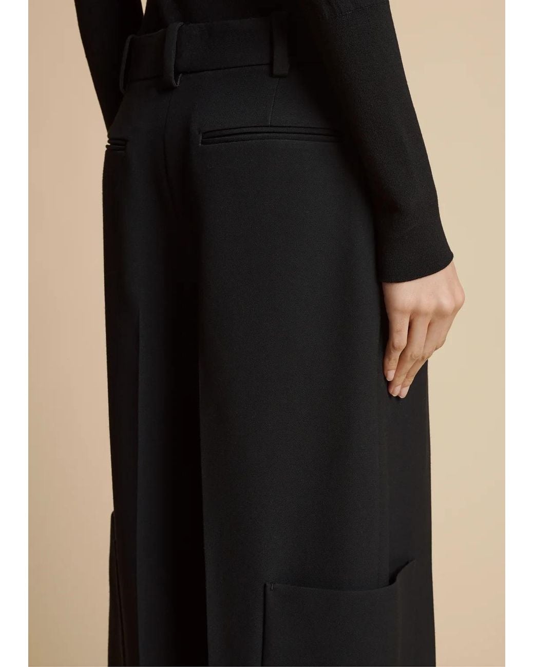 Khaite Black Caiton High-Waisted Straight Leg Trousers
