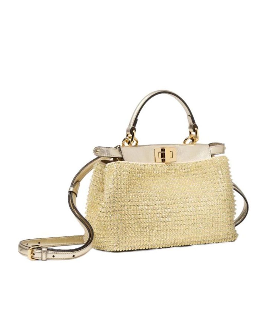 Fendi Metallic Platinum-Coloured Crystal Bag