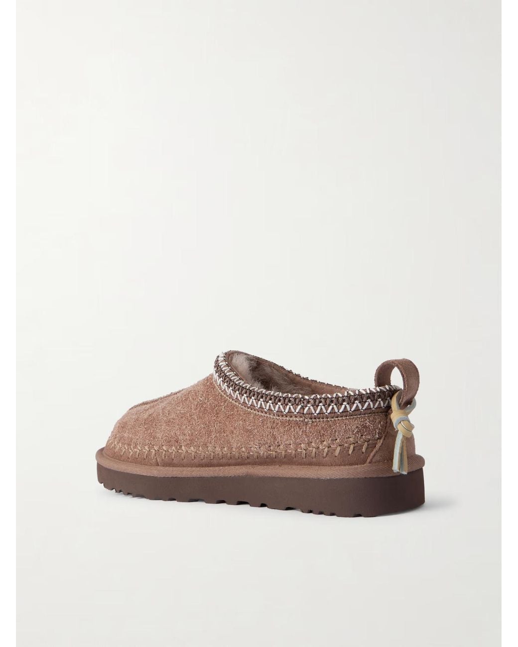 Ugg Brown Shearling-Lined Brushed-Suede Slippers
