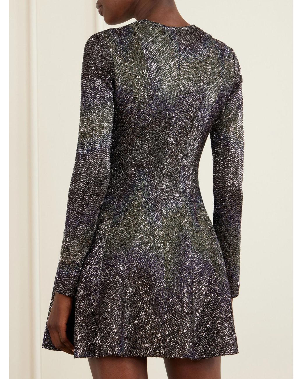 Missoni Gray Sequin-Embellished Metallic Crochet-Knit Mini Dress