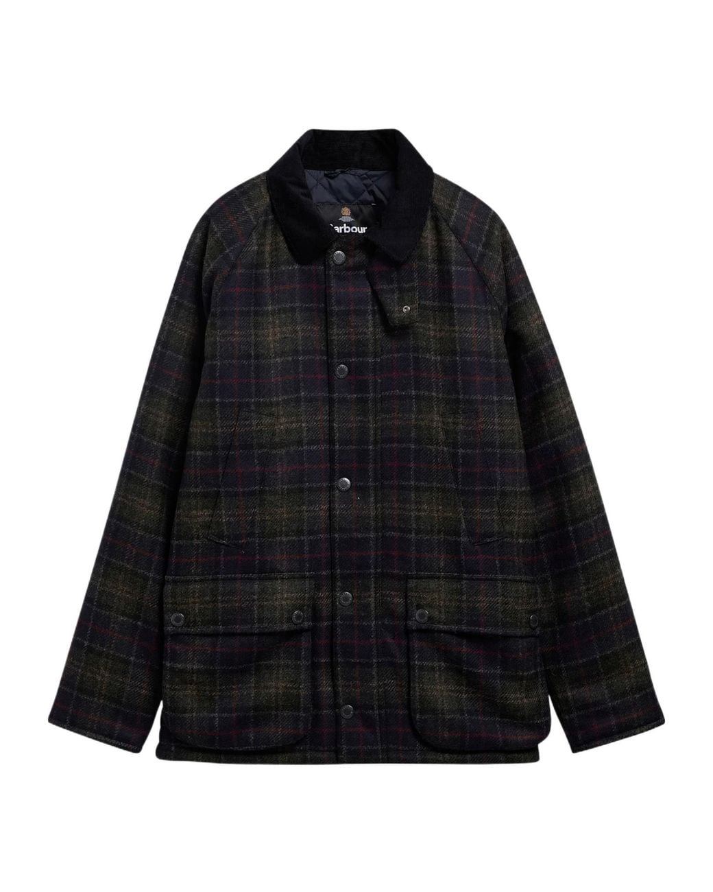 Barbour Black Plaid Stand Collar Jacket for men