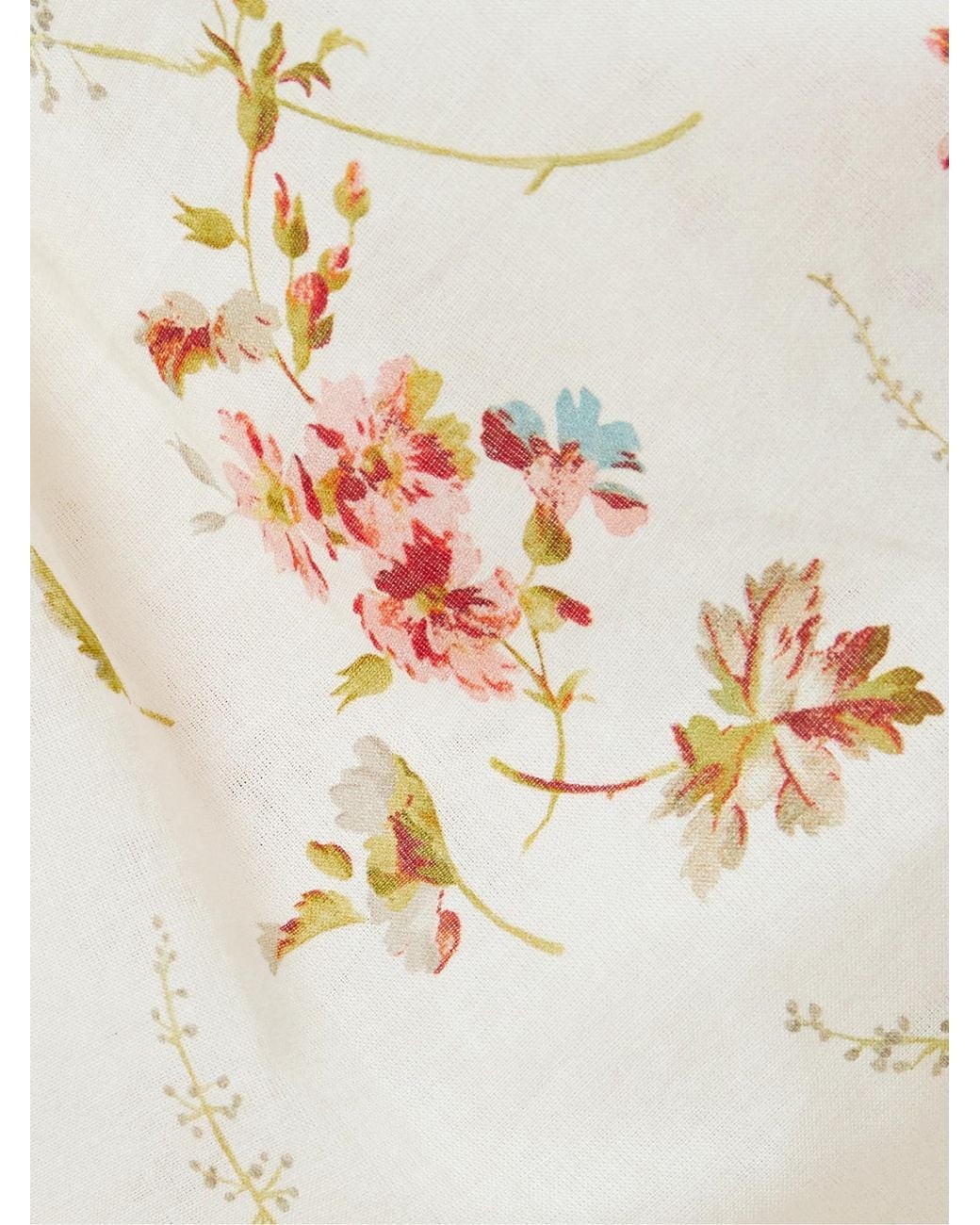 Doen Natural Tie-Detailed Shirred Floral-Print Organic Cotton Midi Dress