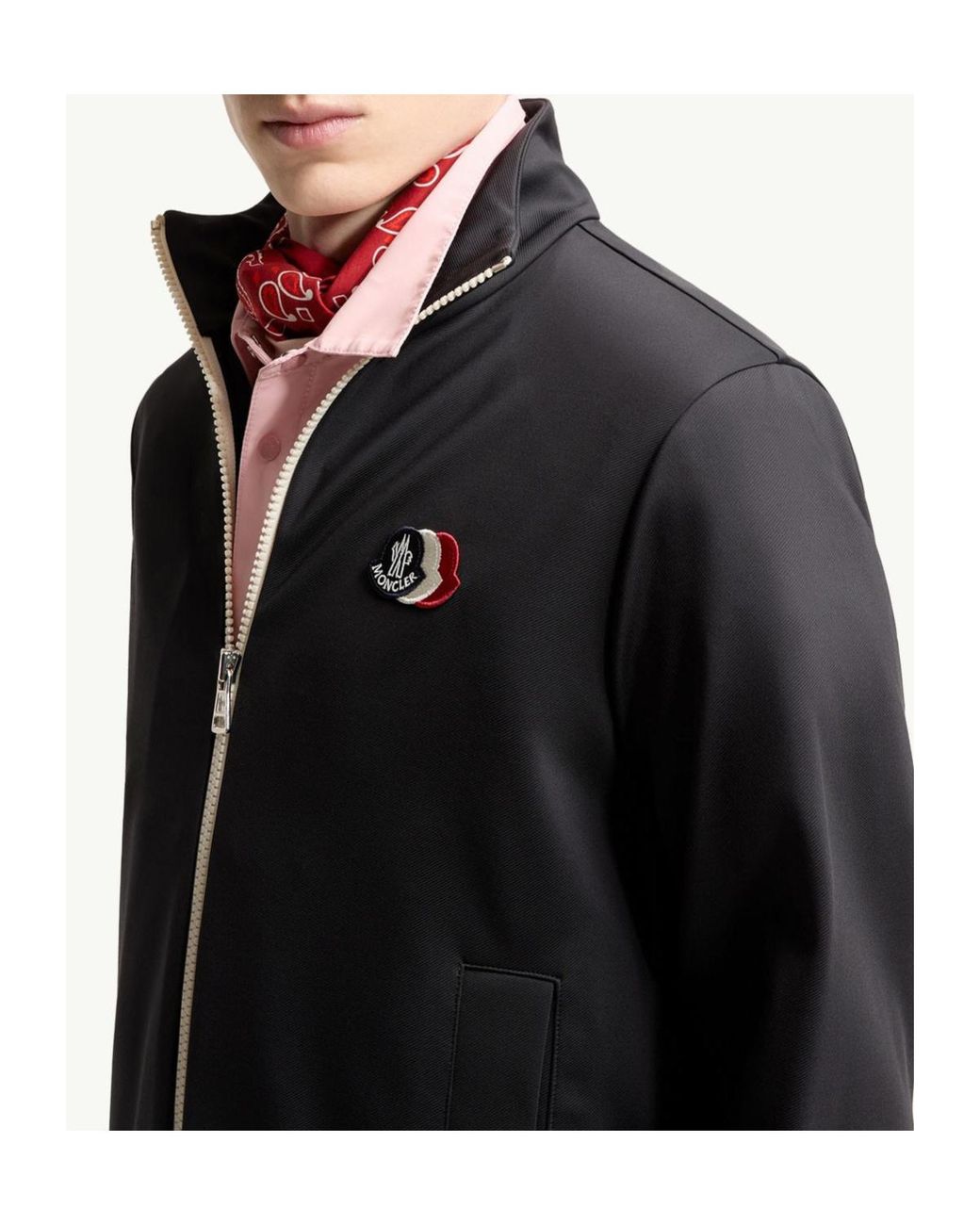 Moncler Black Tricolour Logo Zip-Up Sweatshirt for men