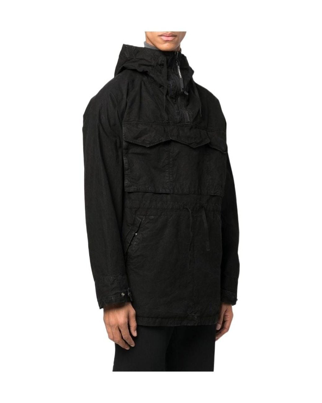 C P Company Black Goggles-Detail Zip-Up Jacket for men