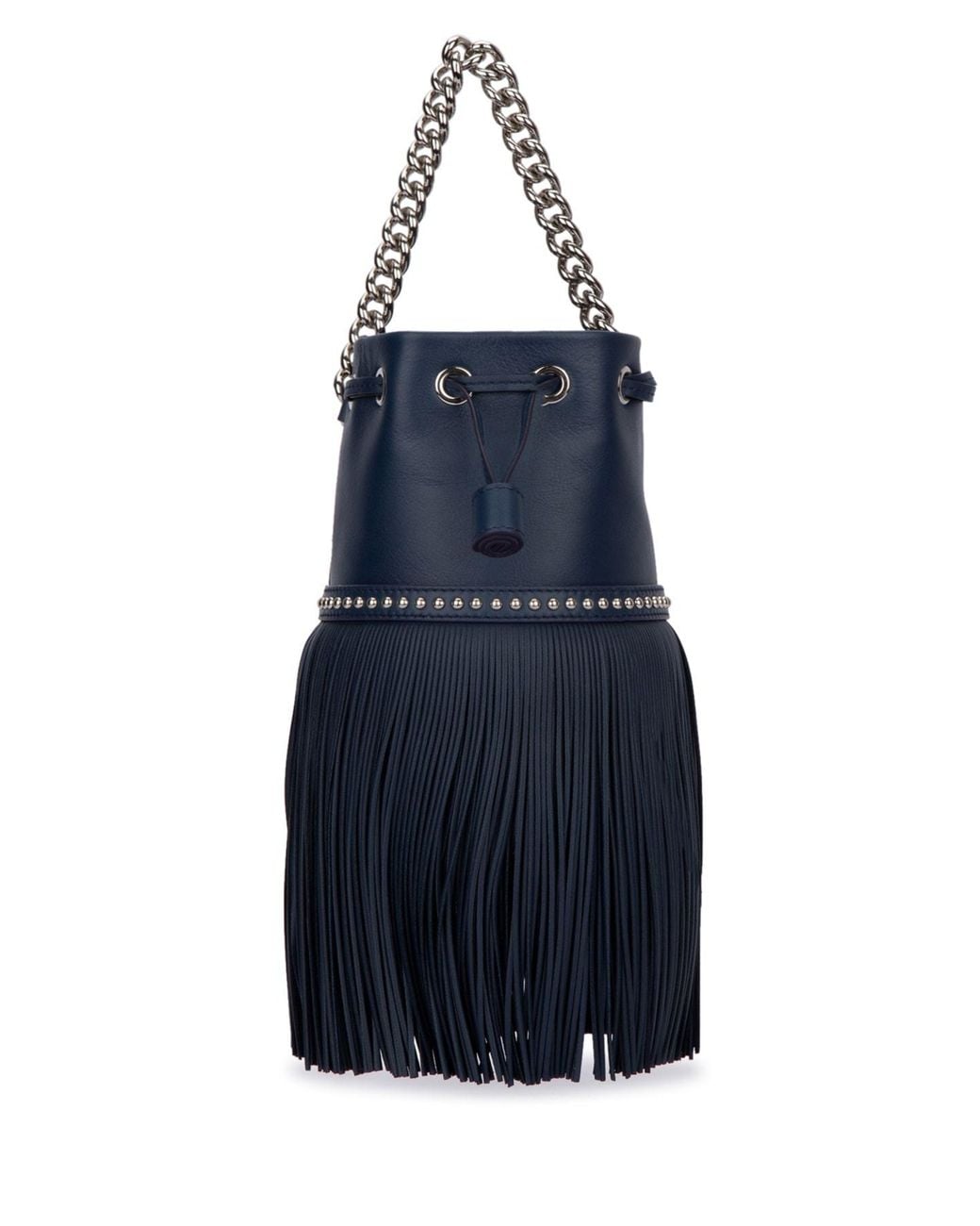 J&m Davidson Blue Carnival Fringed Studded Bucket Bag