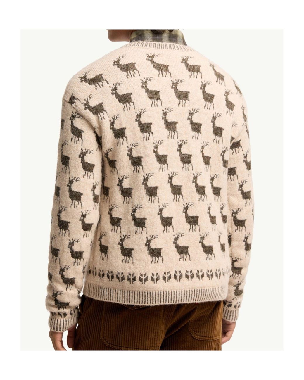 Moncler Natural Grenoble Fair Isle Crew Neck Knitted Sweater for men