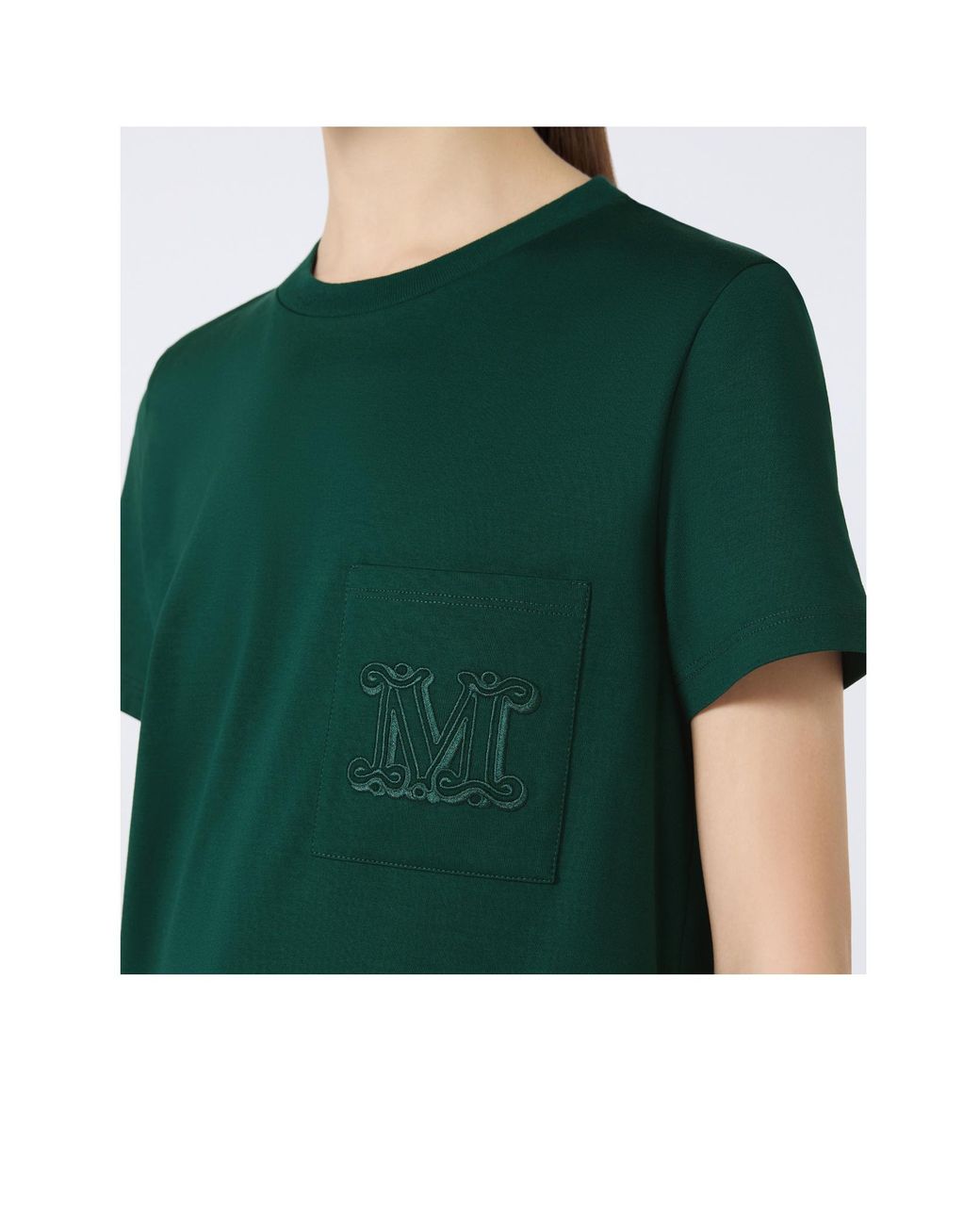 Max Mara Green Papaia Logo Embroidered Crewneck T-Shirt
