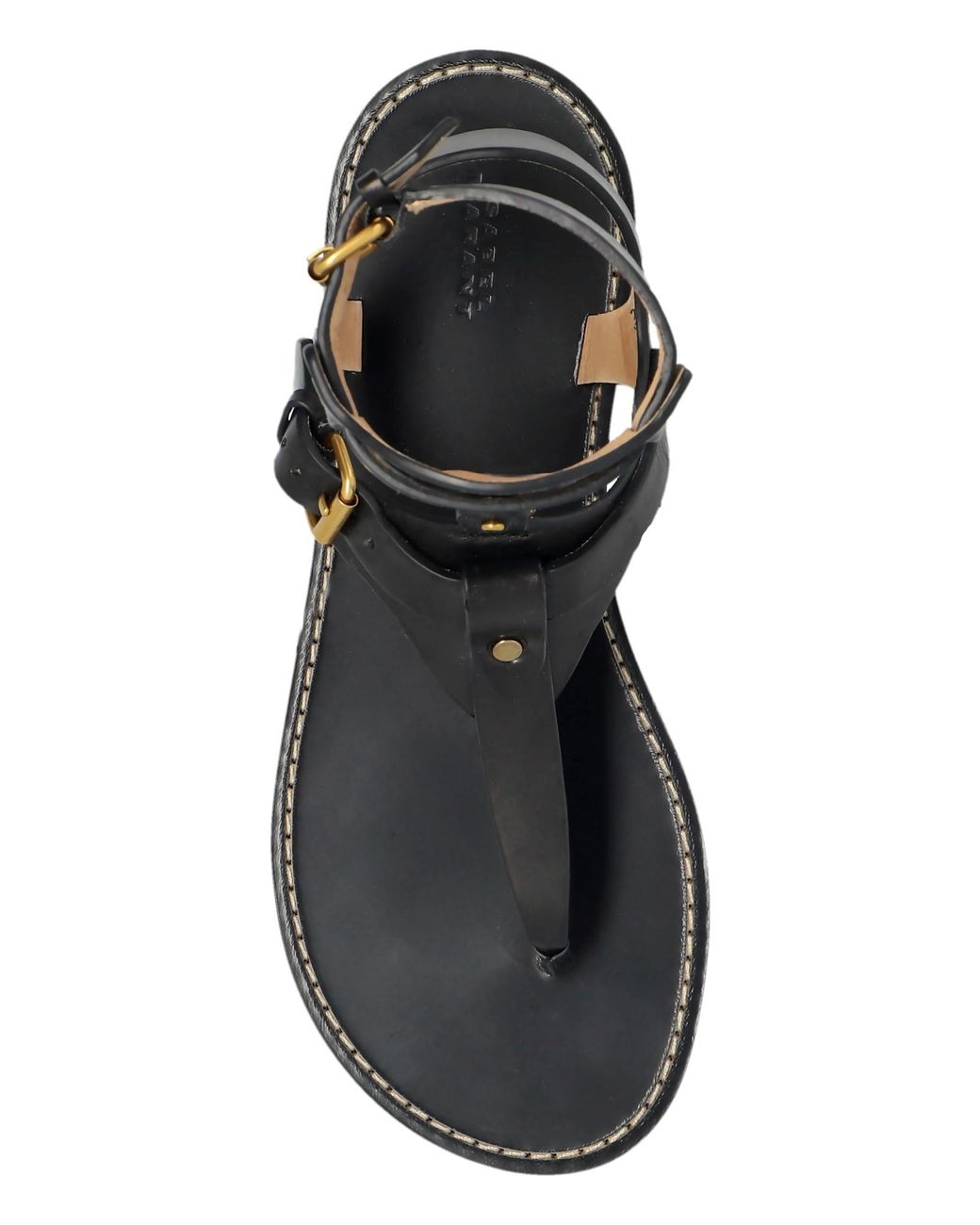 Isabel Marant Black Ankle Strap Flat Sandals