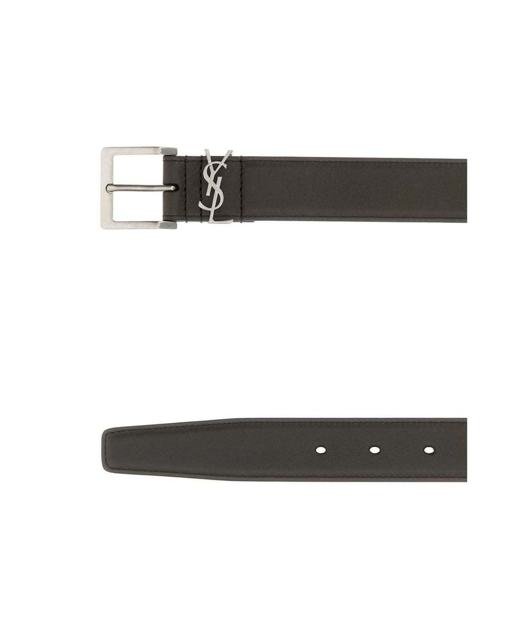Saint Laurent White Cassandre Vadim Belt for men